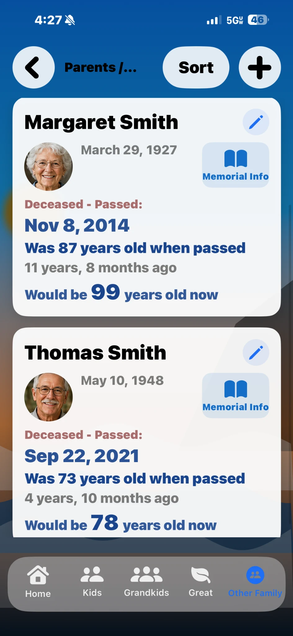 Deceased loved one details