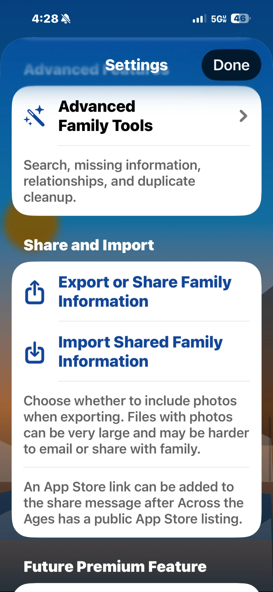 Import and export settings