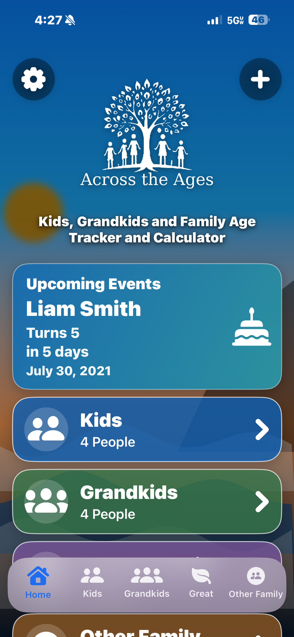 Across the Ages home screen